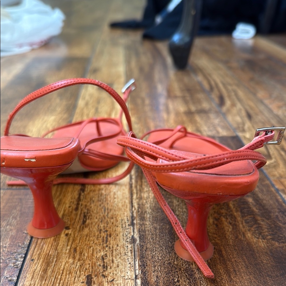 Women's Orange Coral Strappy Heels sandals 7 fluxx - Picture 9 of 10